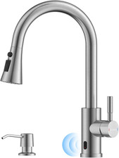 Brushed Nickel Touchless Kitchen Faucet with Pull-Down Sprayer  360  Swivel