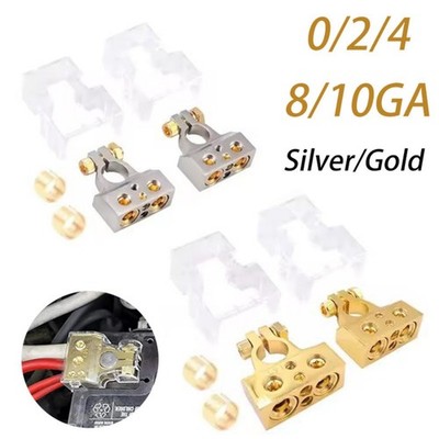 Car Battery Terminal Clamp Connectors 0/2/4 or 8/10 Gauge Positive Negative