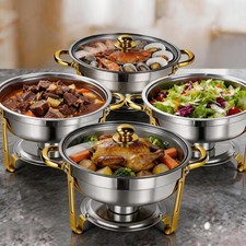 2/4/6/8 Pack Gold Round Chafing Dishes 6QT Food Warmers Buffet Sets