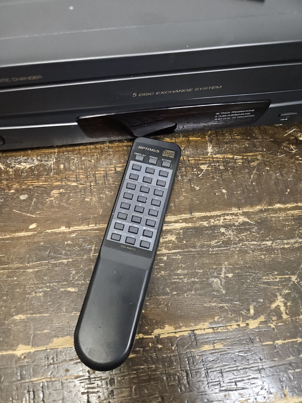 Optimus CD-6400 5 Disc Automatic Changer CD PlayerTested Works With Remote