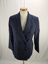 Jones New York Women's Blue Striped Double Breasted Blazer Jacket 6