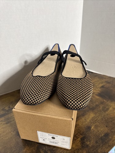 Rothy’s The Square Mary Jane Wren Micro Check Damen-Flats Größe 11 NEU