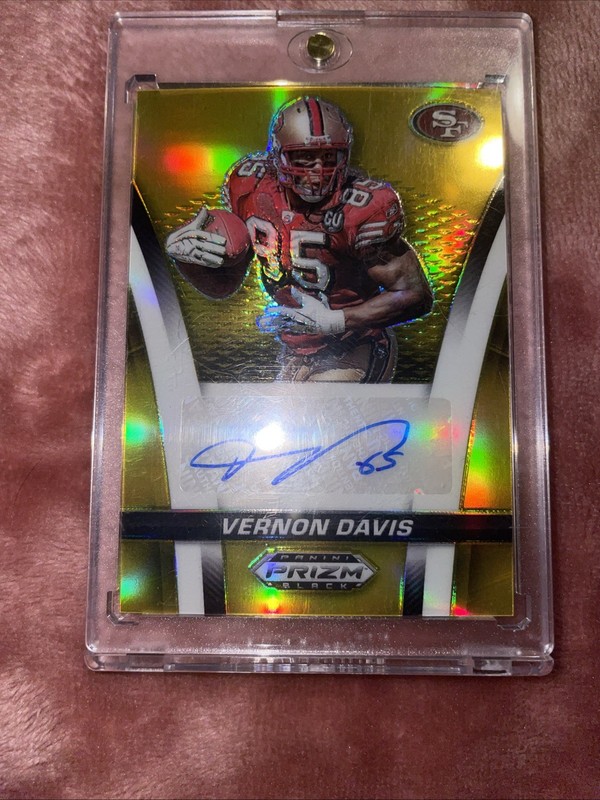 2025 Prizm Black Vernon Davis True Gold Flashback Signatures  /10 #FS-VDS 49ers