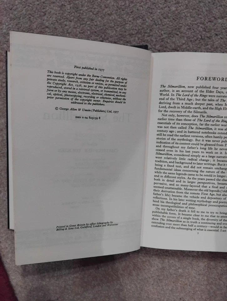THE SILMARILLION by J R R TOLKIEN Hardcover First Edition 1977 - Image 4 of 4