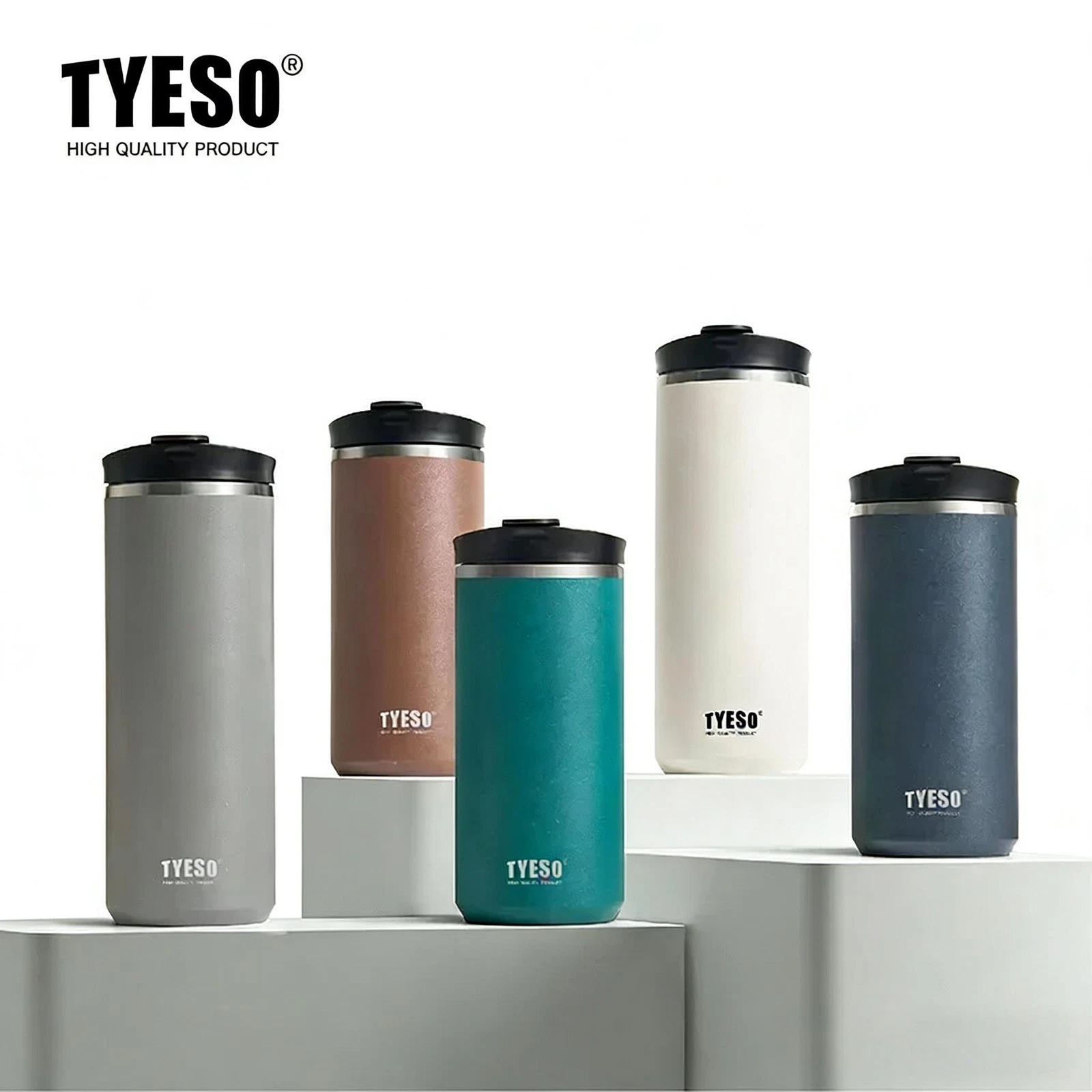Tyeso French Press Travel Mug 304 Stainless Steel Insulated Coffee Tea Portable+