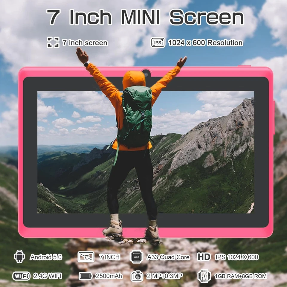 Tablet 7 Pollici Android, Doppia Fotocamera, Wifi, Bluetooth, Blu - Immagine 3 di 4