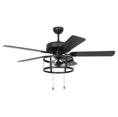 PARROT UNCLE URBANA 5 BLADE CEILING FAN WITH LIGHT KIT-20.32 INCH - MATTE BLACK