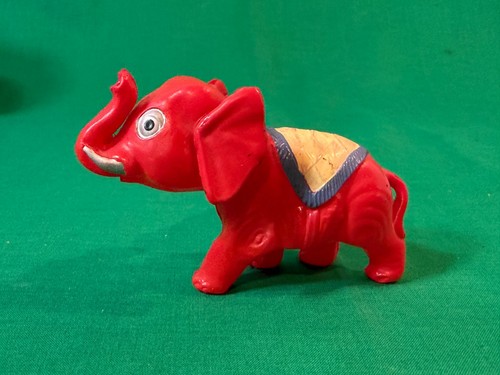 1930's Japan Small Red Celluloid Circus Elephant Nodding Head Nodder Toy Figure