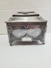 Antique WMF Jewelry Casket Box Art Nouveau German Silver Plated Large Victorian 