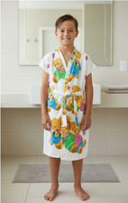 Kids Bathrobes Light Yellow Teddy Print Sleepwear robe for Girls boys L-33"