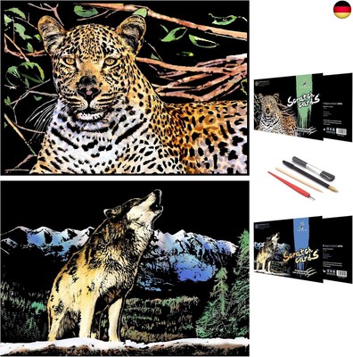Scratch Painting Art Paper, Animal Series Scratchboard für Kinder & 