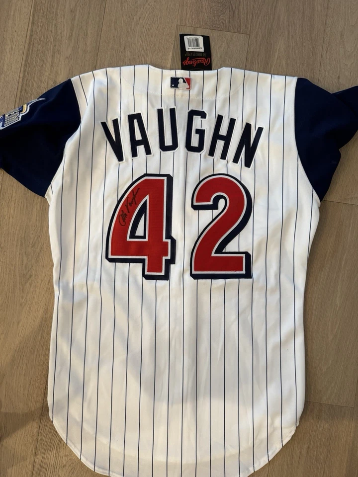 Mo Vaughn Autographed Angels #42 Jersey – Rawlings Authentic NWT Size 40 - Image 2 of 4