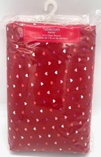 Vinyl Felt Back Valentine's Day Tablecloth 70 Inch Round Red Mini Hearts NEW