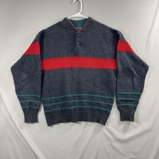 Vintage Pendleton Collar 100 Virgin Wool Striped Sweater Made in USA Men s L
