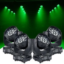 4pcs 19x15W LED RGBW Zoom Beam Stage Wash Moving Head Light Show DJ Lighting