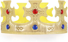 Krone Gold für König & Prinz, Kostümzubehör für Fasching & Karneval, Königskrone