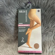 Silk Impressions Sheer Light Support Womens Size Small Coffee Bean High Waisted