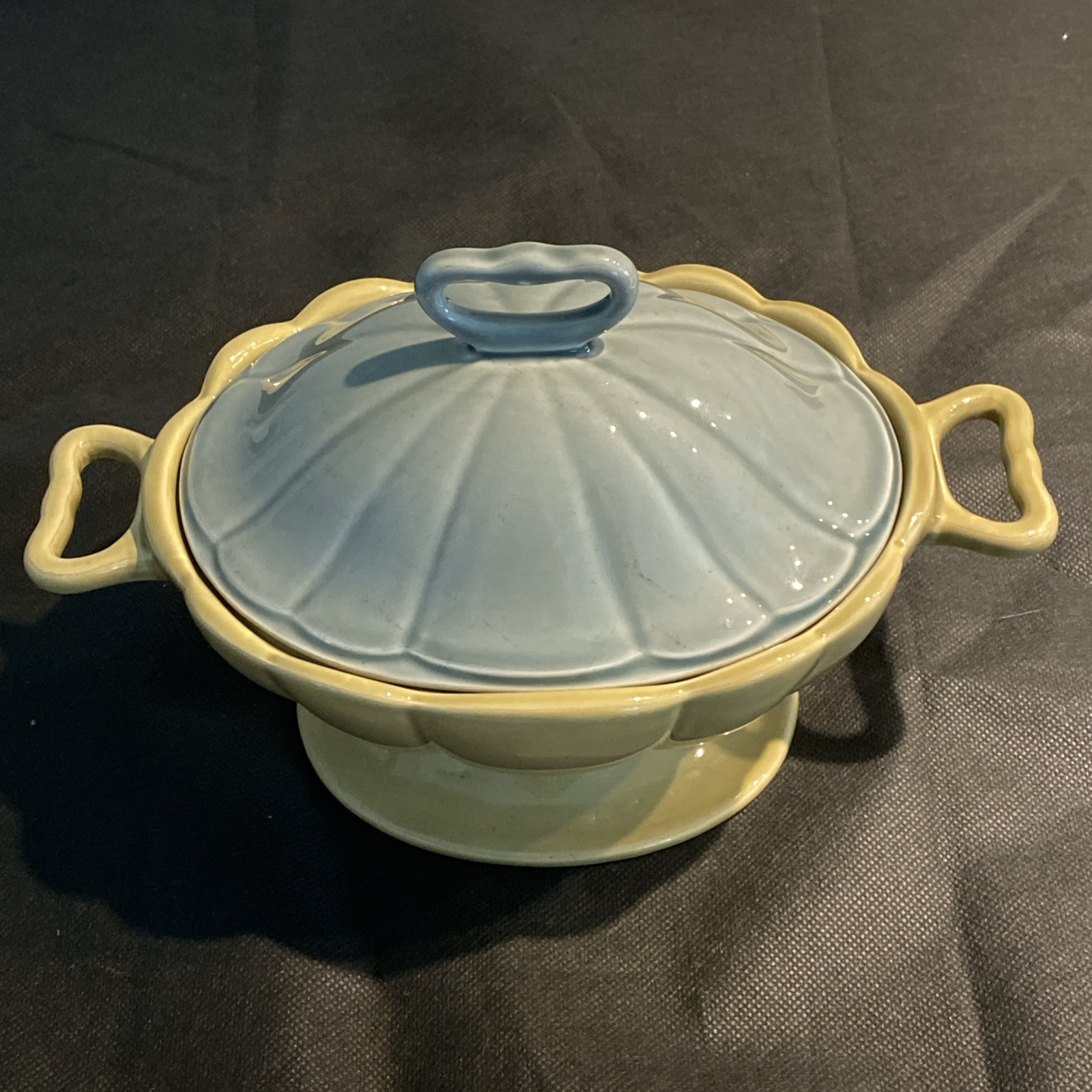 Vtg Waterford Great Room Two Tone Bowl And Lid With Handles
