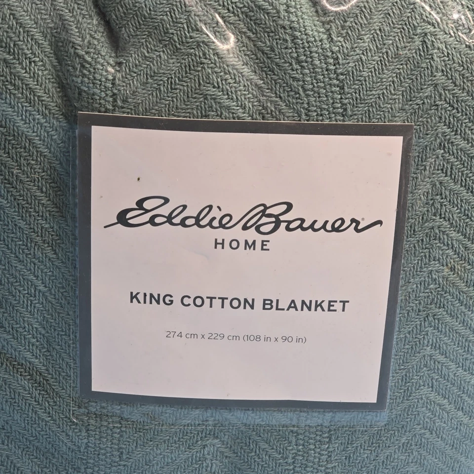 Manta Eddie Bauer 108"x90" 1 pieza espiga algodón tejido rey Foto 2 de 4