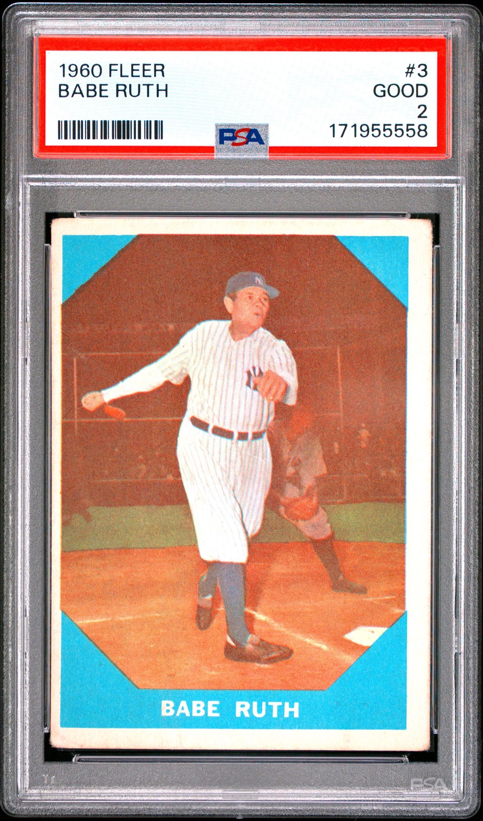 1960 FLEER #3 BABE RUTH PSA 2