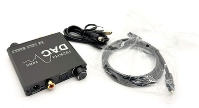 New 192kHz Digital to Analog Audio Converter With Bass+Volume Control 3.5mm Jack