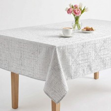 White Sparkling Jacquard Wedding Tablecloth Mumbai Polyester Dining Cover
