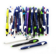 30 Misprint Click Pens JAVALINA Hub Pen Lot MIXED COLORS Blue Ink