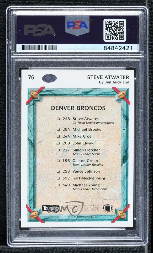PSA/DNA 1992 Upper Deck Steve Atwater #76 Certified Authentic Auto HOF - Image 2 of 2