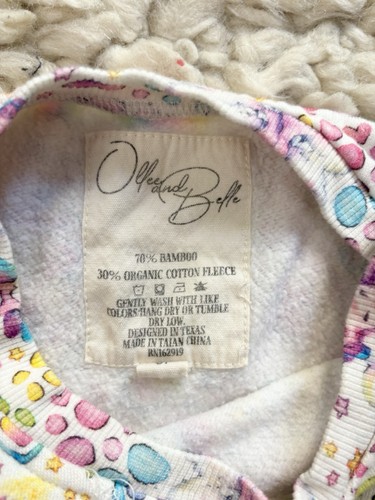 Olle And Belle Bamboo Cotton Sweatshirt Girls 6t White Unicorn Bamboo Terry - Picture 3 of 7
