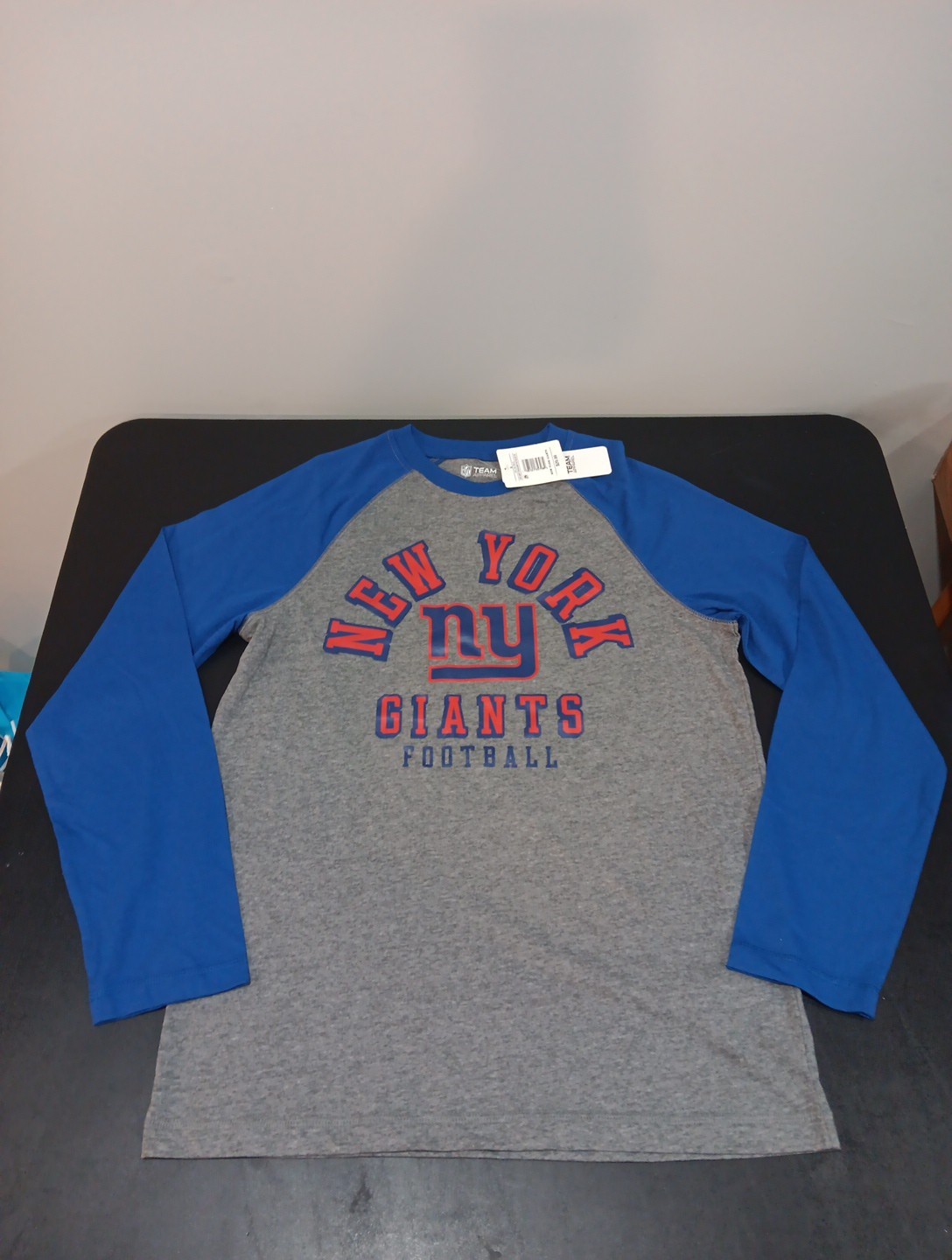New York Giants NFL T Long Sleeve Shirt Men's Small Blue/Grey Team Apparel NWT
