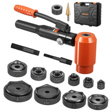 15 Ton Hydraulic Knockout Punch Set, 1/2"–4" KO Hole Maker Tool Kit w/ 10 Dies