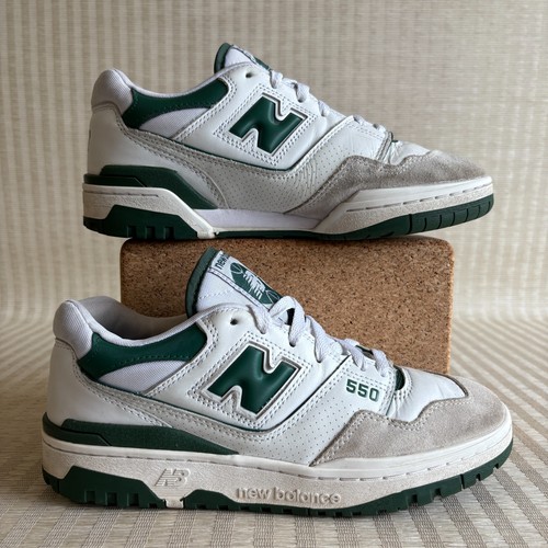 New Balance 550 Turnschuhe Herren Größe 8 D weiß grün Leder Wildleder Schuhe BBW550WT1