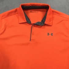 Under Armour Polo Shirt Men's XL Orange HeatGear Golf Performance Loose Fit