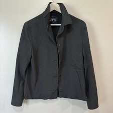 Zara Men  s Snap Button Jacket Lined Charcoal Grey Size Medium