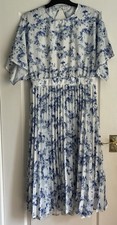PRETTYLITTLETHING Womens White & Blue Floral Print Open Back Long Dress Size 16