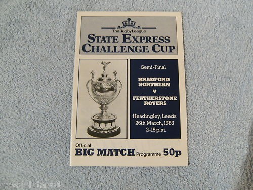 #WW. #6. ENGLAND RUGBY LEAGUE PROG.- BRADFORN NORTHERN V FEATHERSTONE 26/3/1983 - 第 1/1 張圖片
