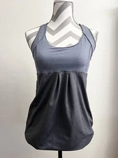 Old Navy Gray Active Tank Top Cinch Waist Tie Racerback Bra Support Size Medium