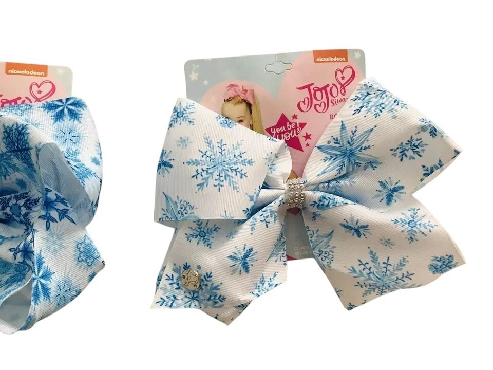 Jojo Siwa 8” Large Snowflake Girls Hair Bows Accessories Clip (2)pcs ✨ Blue - Image 4 of 4