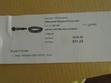 Dorman 697-345 Differential Ring and Pinion front  fits 07-14 Jeep Wrangler