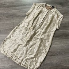 J Crew Metallic Gold Cap Sleeve Shirt Dress Size 12