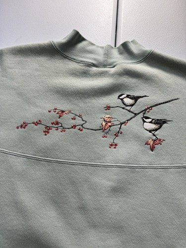 Vintage Canadian Marshlands Sweatshirt Adult XL Green Bird Embroidered Nature - Picture 5 of 8