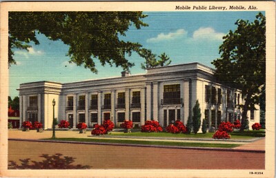 Mobile Public Library Mobile Alabama Linen Card Posted 1947