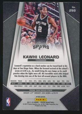 KAWHI LEONARD #293 2017-18 Panini Prizm RED WHITE BLUE PRIZM SPURS