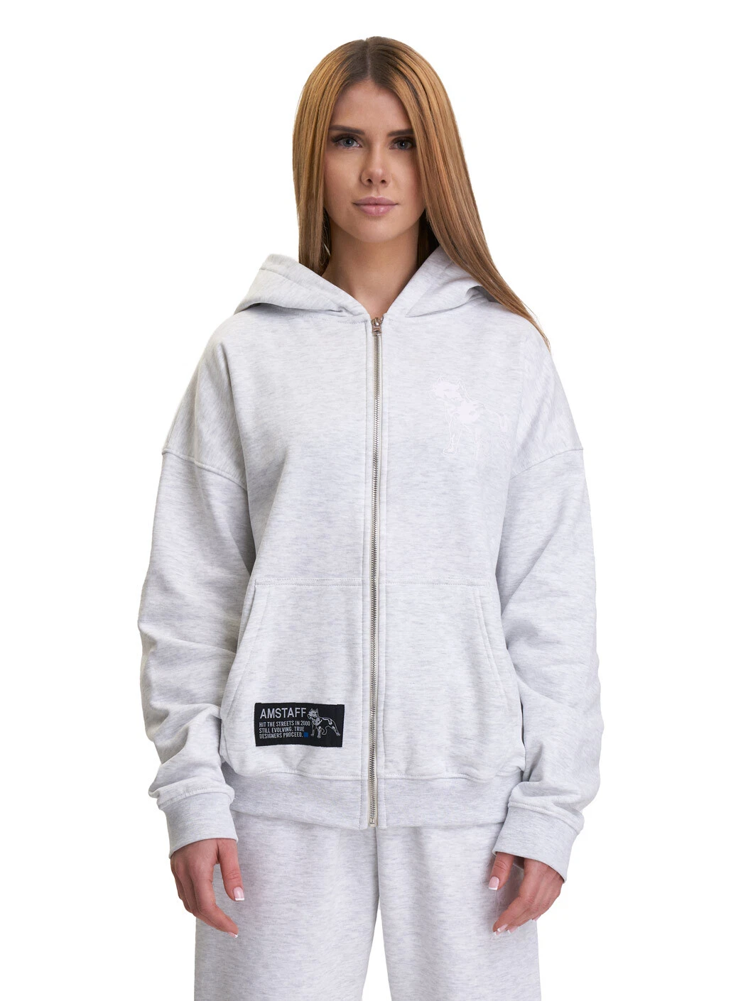 SACAI Amstaff Woman Basic Zip Hoodie Donna Felpa Giacca Donna Cappuccio Maglione Grigio