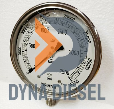 150MM Dial High Pressure Gauge Dual Scale 2500 BAR 35000PSI 1/2'' BSP Connection