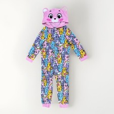 Care Bears Girl's Soft Fleece Hooded Print Pajama Sleeper