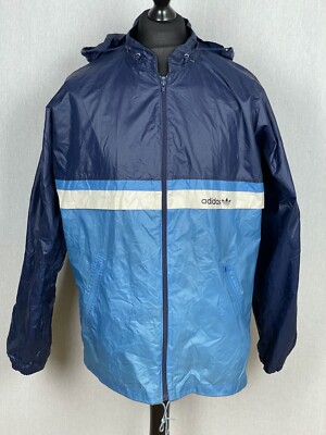 Vintage Adidas Originals Blue Nylon Bag Jacket Men's Size L 38