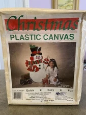 Vtg Christmas Plastic 40” Snowman NIB Sealed National Yarn Crafts USA Rare!