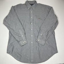 Ralph Lauren Dress Shirt Mens 16 34/35 Yarmouth Gray Pinpoint Oxford Pony Logo