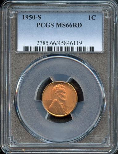 PCGS - Wheat Cent - 1c - 1950 S - MS -66-RD - 2785